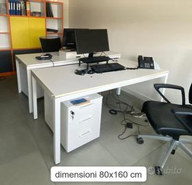 Scrivania Ufficio 160x80 bianca, con cassettiera