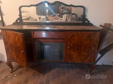 Credenza art déco in legno di noce