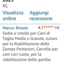 Carrello o sedia a rotelle per cane