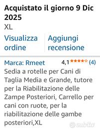 Carrello o sedia a rotelle per cane