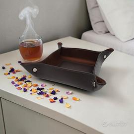 Svuotatasche in vera pelle colore marrone scuro