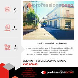 Locali commerciali 90 mq con 4 vetrine