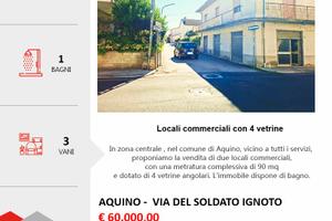 Locali commerciali 90 mq con 4 vetrine