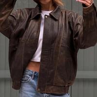 Giacca in vera pelle marrone oversize A2 oversize