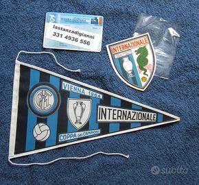 INTER CALCIO lotto DUE pezzi BANDIERINA + SCUDETTO