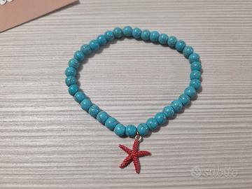 Bracciale braccialetto turchese con stella marina