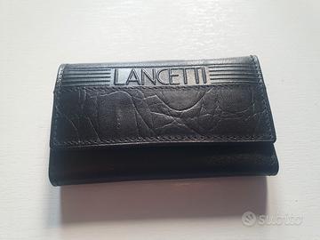 Portachiavi da uomo Lancetti in vera pelle nero 