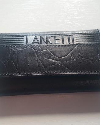 Portachiavi da uomo Lancetti in vera pelle nero 