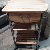 CARRELLO CUCINA IN LEGNO E METALLO