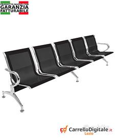 Panca per sala dattesa 5 posti in acciaioNero