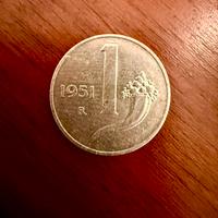 Rarissima monetina 1 lira, 1 £, anno 1951, Genova