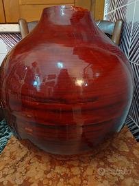 vaso in bambù filato laccato rosso
