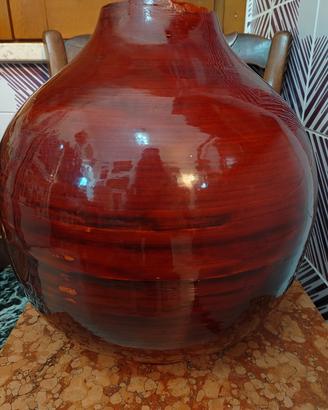 vaso in bambù filato laccato rosso