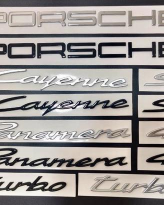 Loghi PORSCHE logo scritta nero lucido opaco