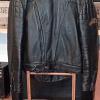 Giacca moto in pelle nera uomo vintage
