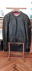 Giacca moto in pelle nera uomo vintage
