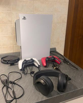 Playstation 5 con cuffie+2 joystick+ventole