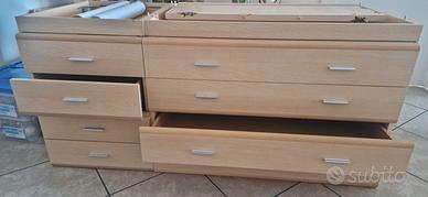 Nr 2 cassettiere + letto singolo trasformabile