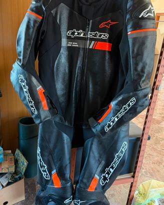 Tuta moto pelle Alpinestars tg 64 nera
