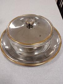 Coppa in cristallo, inox e filo d'oro