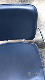 5 Sedie in ACCIAIO e PELLE BLU NOTTE