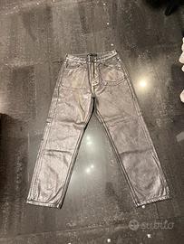 Jeans argento metallizzati effetto laminato
