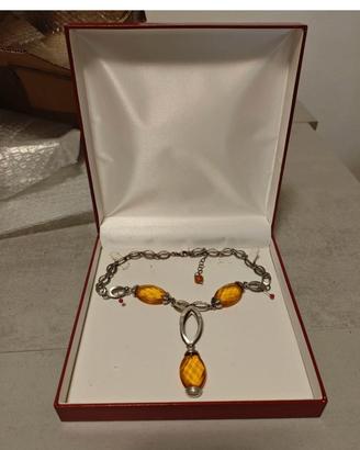 Collana Red Rubin NAC argento 925 con ambra