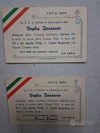 biglietto invito veglia danzante classe  LEVA 1936