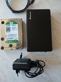 hard disk wd green 3 tb interno esterno  custodia 