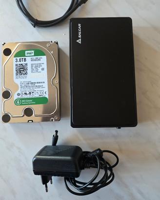 hard disk wd green 3 tb interno esterno  custodia 