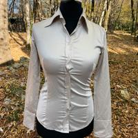 Camicia Donna Benetton panna avorio slim fit nuova