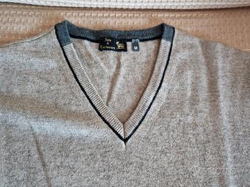 Maglione uomo seta cashmere M beige scollo V