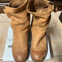 Stivaletti Biker in Vera Pelle (Colore Cuoio)n.40