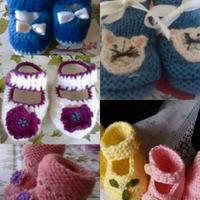 scarpine per neonato/a fatte a mano all'uncinetto