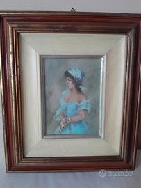 Ritratto di giovane donna con rose - Olio su tela/
