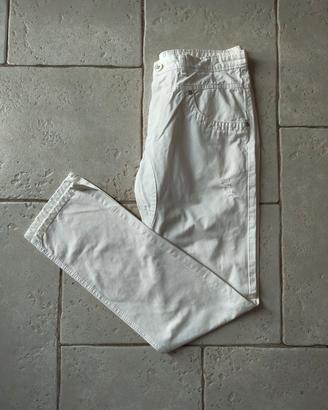 Pantaloni Stile Benetton Bianco Strappati Vintage