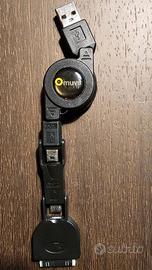 Cavo retrattile USB-A, miniUSB, microUSB, 30 pin