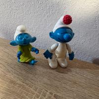 Lotto 2 mini figure puffi vintage personaggi