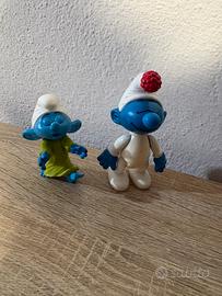 Lotto 2 mini figure puffi vintage personaggi