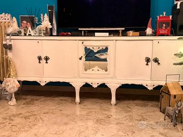 Credenza Chippendale Shabby bianca