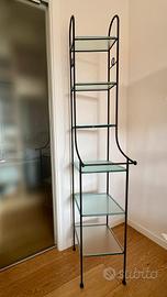 Mobiletto camera-bagno in ferro battuto e vetro