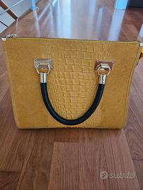 Borsa in vera pelle gialla