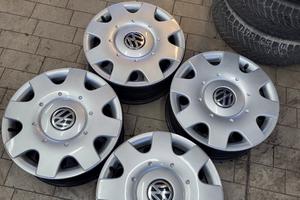 4 CERCHI IN FERRO USATI ORIGINALI VW 6X16 5X112