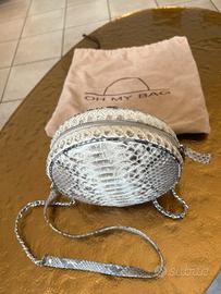 Borsa rotonda VERA PELLE DI PITONE con dust bag