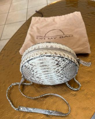 Borsa rotonda VERA PELLE DI PITONE con dust bag