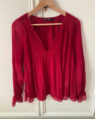 Blusa Zara Trafaluc Rossa Plissettata XS