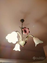 lampadari con paralume floreali