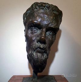 Testa in bronzo San francesco dell'artista Troiano