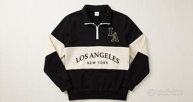 Felpa Uomo Mezza Zip "Los Angeles / New York"