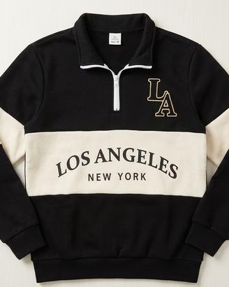 Felpa Uomo Mezza Zip "Los Angeles / New York"
